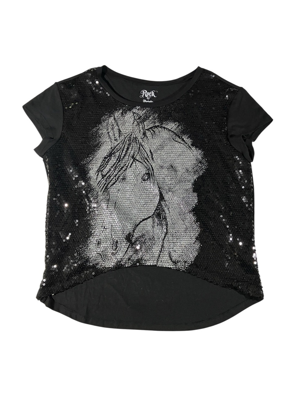Sequin Horse Short Sleeve Shirt Large Rock 47 By Wrangler McBling Cottagecore